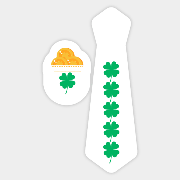 St Patricks Day Tie shamrock tuxedo Suit pocket with St patricks day gold coins Sticker by Artstastic